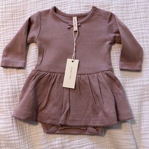 Quincy Mae 	
Pointelle Skirted Bodysuit || Mauve - 0-3M